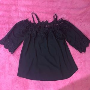 Vici Collection Black Lace off shoulder Top NWT